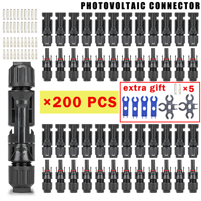 Solar Cable Mc4 Connector - 400/200/100/20 Stuks Fotovoltaïsche Solar Connector Plug