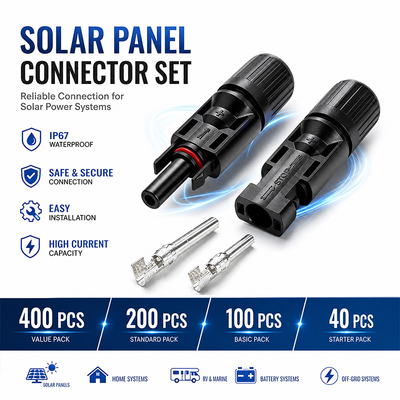 Solar Cable Mc4 Connector - 600/400/200/100/40/20 PCS Zonnepaneel Connector Kit 1000V